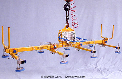 ANVER Eight Pad Air Powered Vacuum Lifter for Lifting Steel Sheets 12 ft x 6 ft (3.7 m x 1.8 m) up to 1200 lb (544 kg)